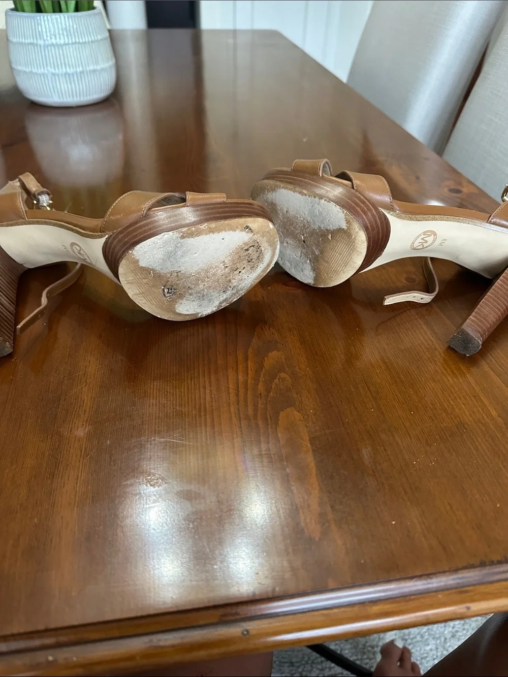 MICHAEL Michael Kors Brown Leather Platform Heels